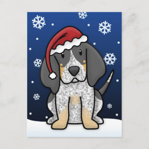 Cartão Postal De Festividades Cartão-postal de Natal Kawaii Bluetick Coonhound