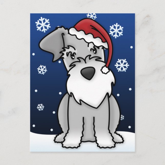 Cartão Postal De Festividades Cartão-postal de Natal Kawaii Schnauzer (Frente)