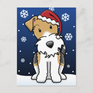 Cartão Postal De Festividades Cartão-postal de Natal Kawaii Wire Fox Terrier