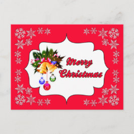 Cartão Postal De Festividades Cartão-postal de Natal Merry Bells Red Holiday