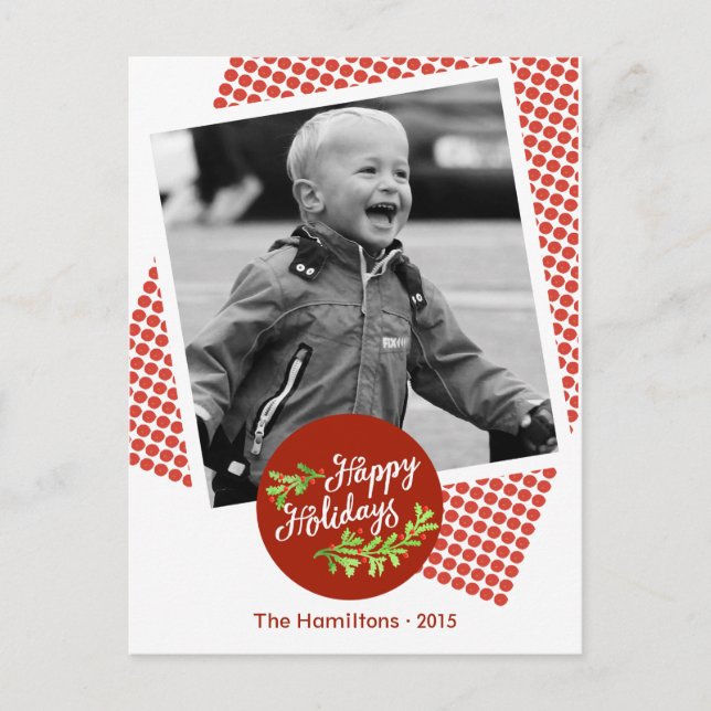 Cartão Postal De Festividades Cartão-postal de Natal Moderno para Férias Felizes (Frente)