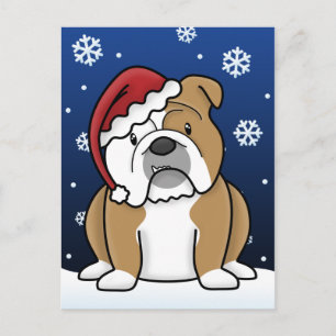 Cartão Postal De Festividades Cartão-postal de Natal para Bulldog Inglês Kawaii