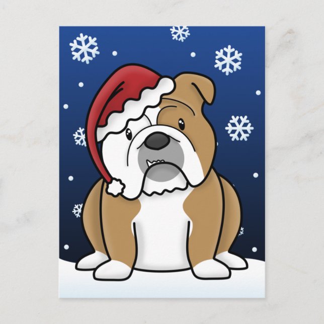 Cartão Postal De Festividades Cartão-postal de Natal para Bulldog Inglês Kawaii (Frente)