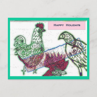 Cartão Postal De Festividades Cartão-postal de Natal para Joy Chicken