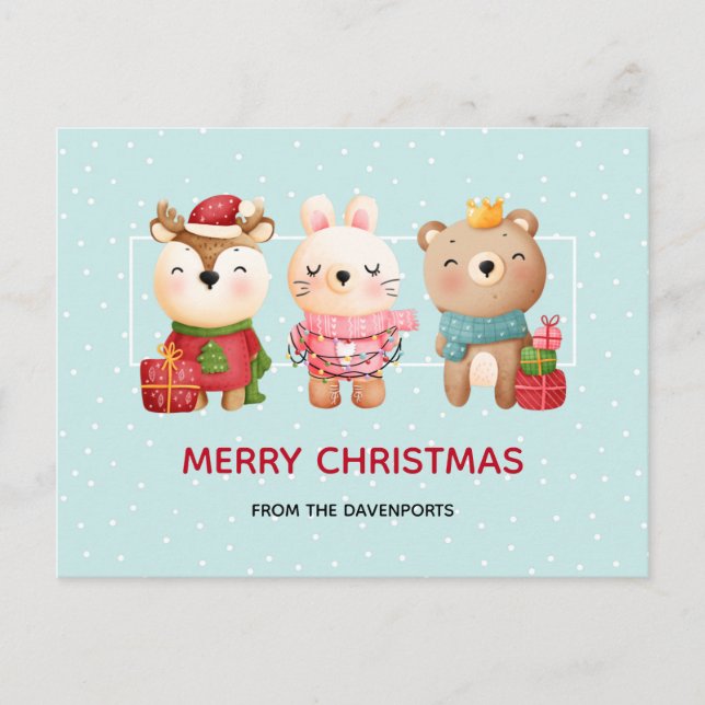 Cartão Postal De Festividades Cartão-postal de Natal para o Festivo Gear (Frente)