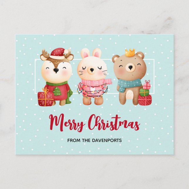 Cartão Postal De Festividades Cartão-postal de Natal para o Festivo Gear (Frente)