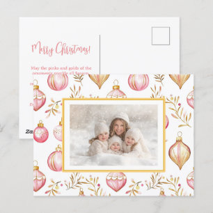 Cartão Postal De Festividades Cartão-postal de Natal para ornamentos Dourados co