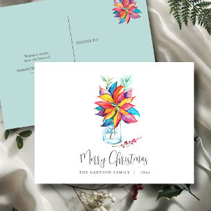 Cartão Postal De Festividades Cartão-postal de Natal Poinsettia Botânica Colorid