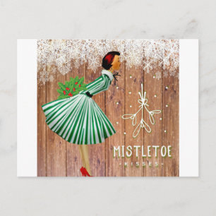 Cartão Postal De Festividades Cartão-postal de Natal Retroativo Mistletokisses