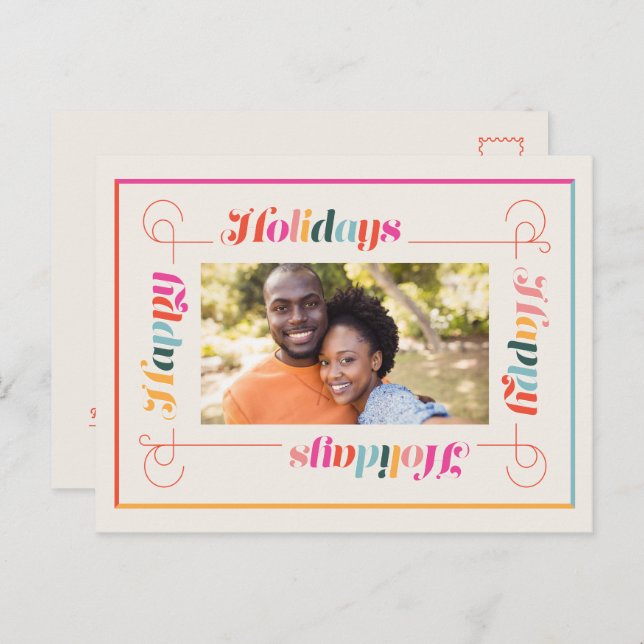 Cartão Postal De Festividades Cartão-postal de Natal Retroativo para Férias Feli (Frente/Verso)