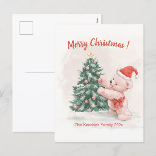 Cartão Postal De Festividades Cartão-postal de Natal retrógrado a rosa