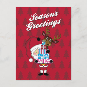 Cartão Postal De Festividades Cartão-postal de Natal Santa Claus & Reindeer