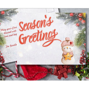 Cartão Postal De Festividades Cartão-postal de Natal Snowman para as saudações d