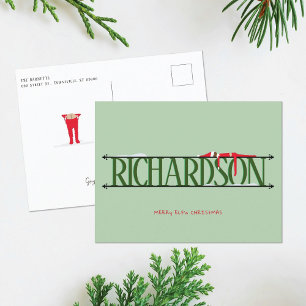 Cartão Postal De Festividades Cartão-postal de Natal Verde Elf Shenanigans