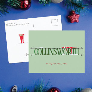 Cartão Postal De Festividades Cartão-postal de Natal Verde Elf Shenanigans