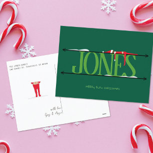Cartão Postal De Festividades Cartão-postal de Natal Verde para Elf Shenanigans