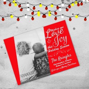Cartão Postal De Festividades Cartão-postal de Natal Vermelho com Amor e Joy