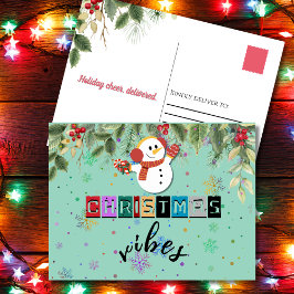 Cartão Postal De Festividades Cartão-postal de Natal Vibes Cute Snowman