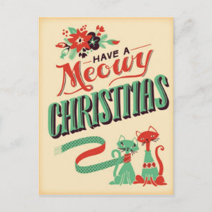 Cartão Postal De Festividades Cartão-postal de Natal Vintage Retro Cats