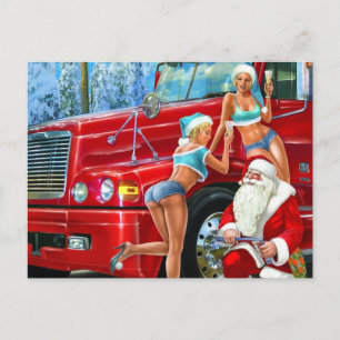 Cartão Postal De Festividades Cartão-postal de Natal Vintage Santa Claus & Pin-U