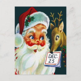 Cartão Postal De Festividades Cartão-postal de Natal Vintage Santa Claus & Reind
