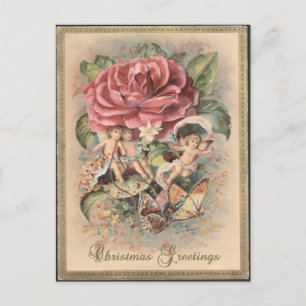 Cartão Postal De Festividades Cartão-postal de Natal Vitoriano para Rosas e Cher