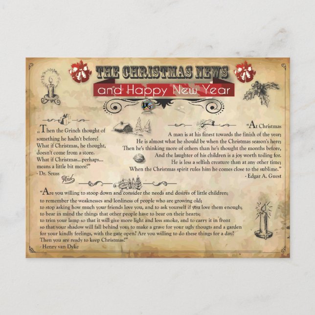 Cartão Postal De Festividades Cartão-postal de Notícias de Natal (Frente)