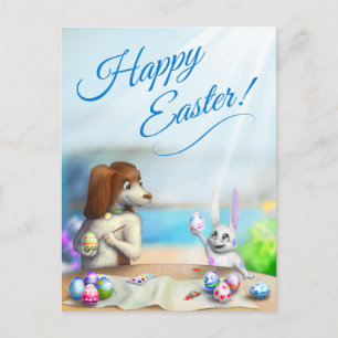 Cartão Postal De Festividades Cartão-postal de páscoa com animais bonitos