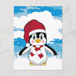 Cartão Postal De Festividades Cartão-postal de pinguim de Natal bonito