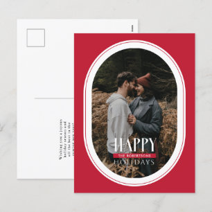 Cartão Postal De Festividades Cartão-postal de Quadro de Oval Vermelho Feliz Fer