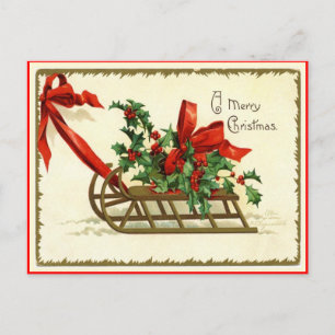 Cartão Postal De Festividades Cartão-postal de reprodução de trenó de Natal Merr