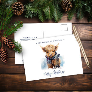 Cartão Postal De Festividades Cartão-postal de Vaca Highland Snowboard