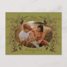 Cartão-postal de Watercolor Botânico verde