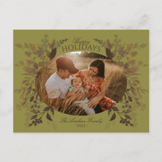 Cartão Postal De Festividades Cartão-postal de Watercolor Botânico verde