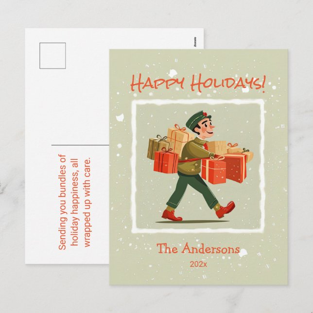 Cartão Postal De Festividades Cartão-postal do Cartoon Retro (Frente/Verso)