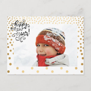 Cartão Postal De Festividades Cartão-postal do Feliz ano novo Confetti Dourado