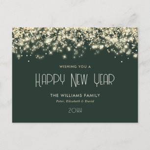 Cartão Postal De Festividades Cartão-postal do Feliz ano novo Confetti Dourado V