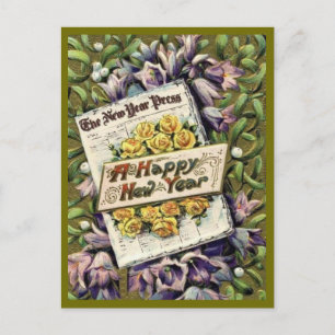 Cartão Postal De Festividades Cartão-postal do Feliz ano novo Floral Era Vitoria