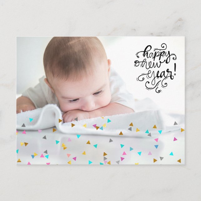 Cartão Postal De Festividades Cartão-postal do Feliz ano novo Rainbow Confetti (Frente)