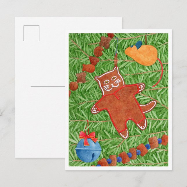 Cartão Postal De Festividades Cartão-postal do GATINHO GINGERBREAD (Frente/Verso)