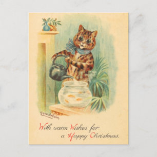 Cartão Postal De Festividades Cartão-postal do Kitten natal vintage