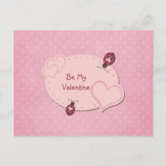 Cartão Postal De Festividades Cartão-postal do Namorados Hearts Ladybugs (Frente)