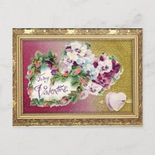 Cartão Postal De Festividades Cartão-postal do Namorados Vintage Floral Hearts