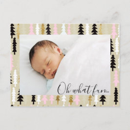 Cartão Postal De Festividades Cartão-postal do Padrão de Árvore de Natal Rosa e