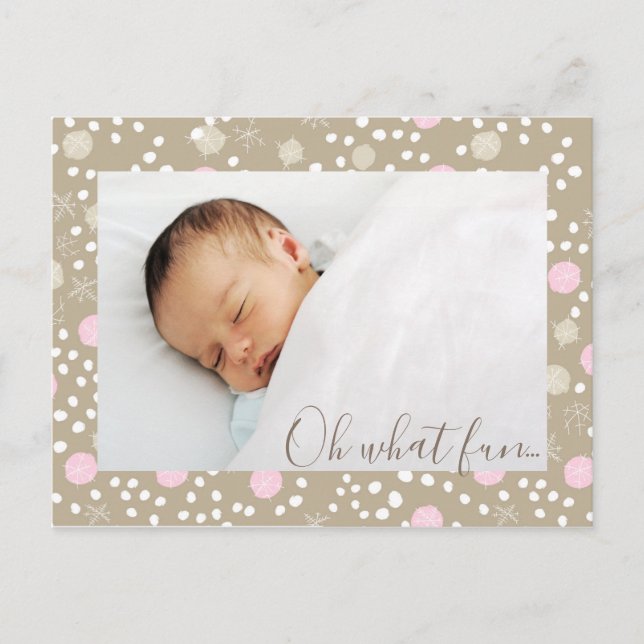 Cartão Postal De Festividades Cartão-postal do Padrão Retroativo de Natal Rosa e (Frente)