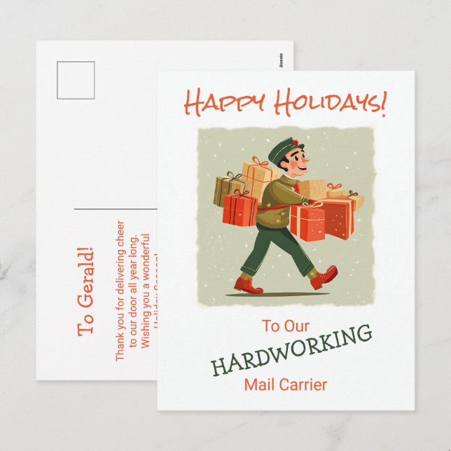 Cartão Postal De Festividades Cartão-postal do Retro Cartoon Mail (Frente/Verso)