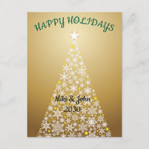 Cartão Postal De Festividades Cartão-postal Dourado de Natal com Folha Moderna P