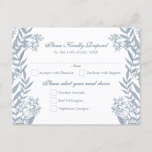 Cartão Postal De Festividades Cartão-postal Dusty Light Blue Wedding RSVP