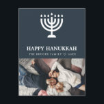 Cartão Postal De Festividades Cartão-postal Elegante de Hanukkah<br><div class="desc">Cartão-postal Elegante Hanukkah com menorah e sua foto. Localizar itens correspondentes no meu compro ou contactar-me.</div>