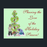 Cartão Postal De Festividades Cartão-postal Feriado<br><div class="desc">Este cartão-postal foi criado com amor para a temporada de férias de inverno. Ele retrata duas crianças decorando uma árvore de amor com decorações multiculturais. É uma design única para acolher as férias em qualquer família.</div>